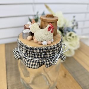 Pint Jar with Decorative Hen and Egg Theme